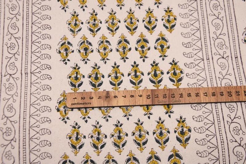 Handmade Block Print Mustard Duck Canvas Fabric – Goldfish Border