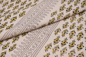 Handmade Block Print Mustard Duck Canvas Fabric – Goldfish Border
