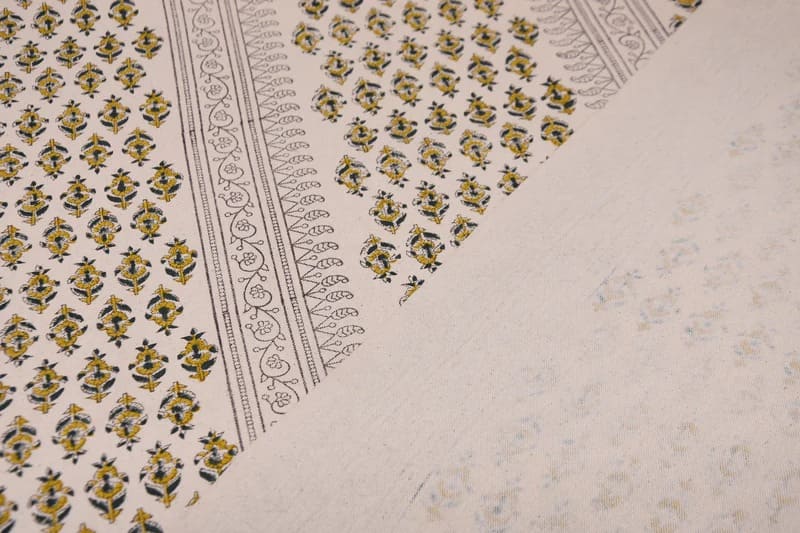 Handmade Block Print Mustard Duck Canvas Fabric – Goldfish Border