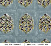 Hand Block Print Duck Canvas Fabric For pillow -  Guldasta