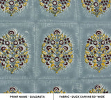 Hand Block Print Duck Canvas Fabric For pillow -  Guldasta