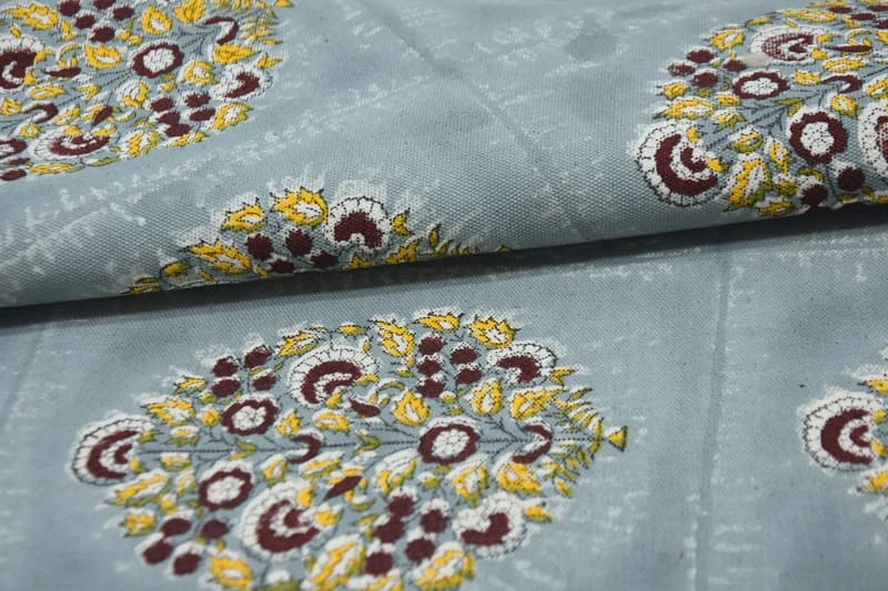Hand Block Print Duck Canvas Fabric For pillow -  Guldasta