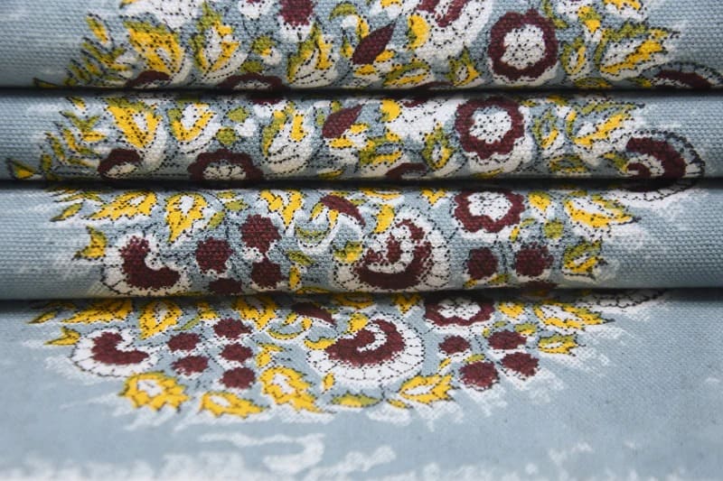 Hand Block Print Duck Canvas Fabric For pillow -  Guldasta