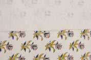 Hand Block Print Duck Canvas Fabric For Lampshade – Coastal Tulip
