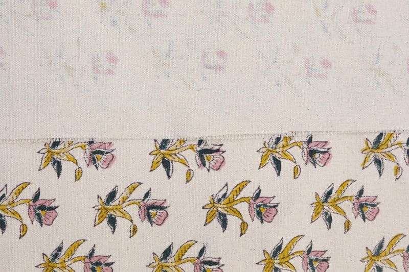 Hand Block Print Duck Canvas Fabric For Lampshade – Coastal Tulip