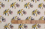 Hand Block Print Duck Canvas Fabric For Lampshade – Coastal Tulip
