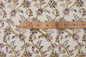Handmade Block Printed Pink & Pastel Duck Canvas Fabric – Varanasi