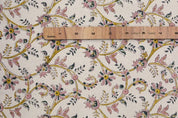 Handmade Block Printed Pink & Pastel Duck Canvas Fabric – Varanasi
