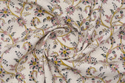 Handmade Block Printed Pink & Pastel Duck Canvas Fabric – Varanasi