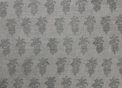Hand Block Print Grey FloralThick Linen Fabric  - Khajur Butta