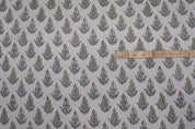 Handcrafted Block Print Floral Green & Gray Pure Fabric - Kanak Buti