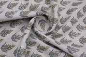 Handcrafted Block Print Floral Green & Gray Pure Fabric - Kanak Buti