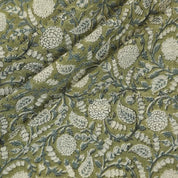 Hand Block Print Floral Linen Fabric for Home Decor - Gopi