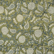Hand Block Print Floral Linen Fabric for Home Decor - Gopi