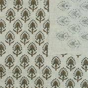 Hand Block Print Floral Motif Viscose Linen Fabric- Gurukul