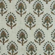Hand Block Print Floral Motif Viscose Linen Fabric- Gurukul