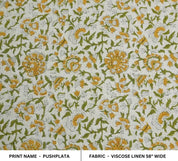 Hand Block Print Floral Viscose Linen Fabric 58" Pushplata