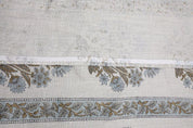 Hand Block Printed Gray & Green Linen Cushion Fabric - Morpankh