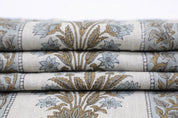 Hand Block Printed Gray & Green Linen Cushion Fabric - Morpankh