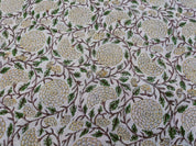 Hand Block Printed Gray & Mustard Thick Linen Fabric - Karwachauth