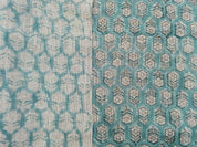 Hand Block Print Green Floral Linen Fabric for Sofa - Tulsi Buti