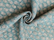 Hand Block Print Green Floral Linen Fabric for Sofa - Tulsi Buti