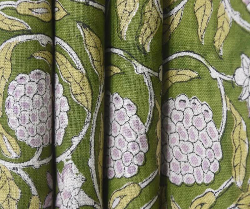 Hand Block Print Green & Gray Linen Fabric Window Shades – Merakhi