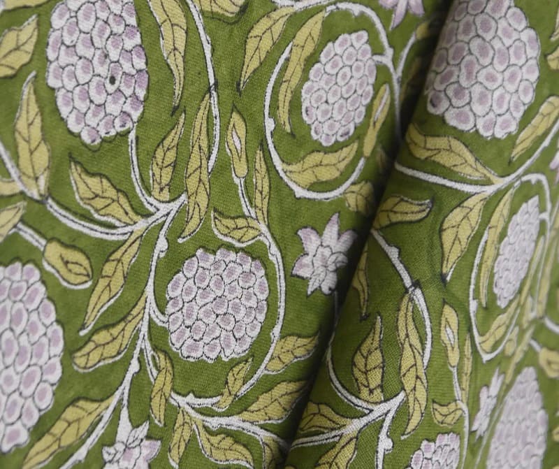 Hand Block Print Green & Gray Linen Fabric Window Shades – Merakhi