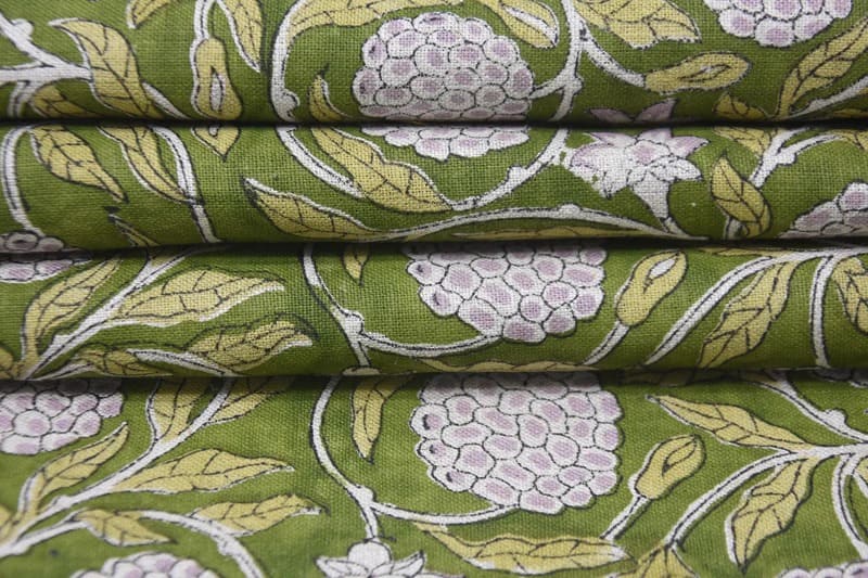 Hand Block Print Green & Gray Linen Fabric Window Shades – Merakhi