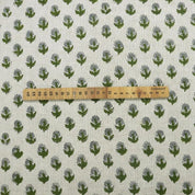 Hand Block Print Green & Pastel Linen Fabric for Curtain – Baby Flower