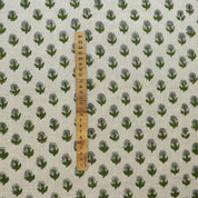 Hand Block Print Green & Pastel Linen Fabric for Curtain – Baby Flower