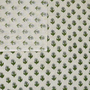 Hand Block Print Green & Pastel Linen Fabric for Curtain – Baby Flower