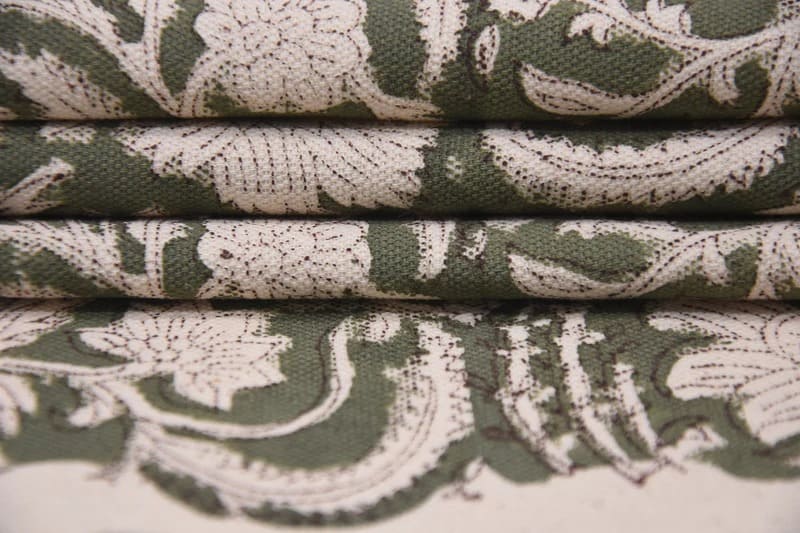 Artisan Block Print Green Floral Throw Fabric - Kundanvan