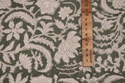 Artisan Block Print Green Floral Throw Fabric - Kundanvan