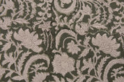 Artisan Block Print Green Floral Throw Fabric - Kundanvan