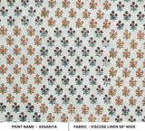 Hand Block Print Linen Upholstery Fabric,For curtains - Kesariya