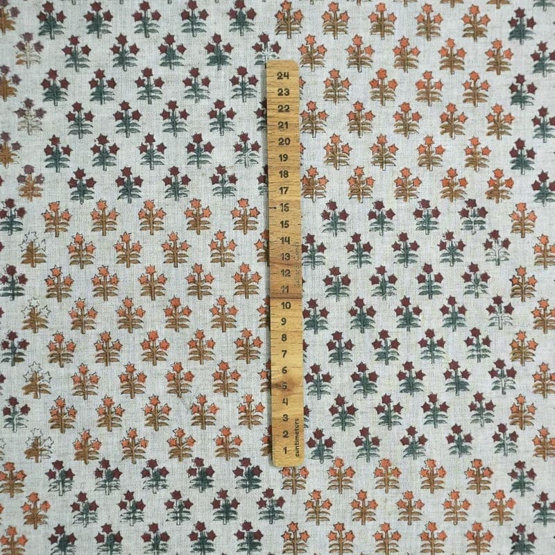 Hand Block Print Linen Upholstery Fabric,For curtains - Kesariya