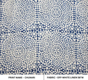Hand Block Print Off-White Linen Fabric for Home Decor - Chunari