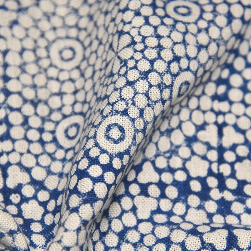 Hand Block Print Off-White Linen Fabric for Home Decor - Chunari