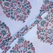 Hand Block Print Off- White linen fabric - Guldasta