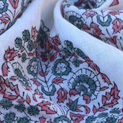 Hand Block Print Off- White linen fabric - Guldasta