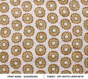 Hand Block Print Off White Linen Fabric - Sudarshan chakra
