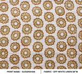 Hand Block Print Off White Linen Fabric - Sudarshan chakra
