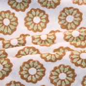 Hand Block Print Off White Linen Fabric - Sudarshan chakra