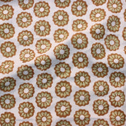 Hand Block Print Off White Linen Fabric - Sudarshan chakra