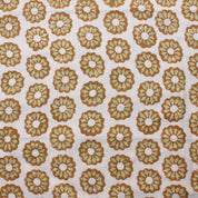 Hand Block Print Off White Linen Fabric - Sudarshan chakra