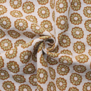 Hand Block Print Off White Linen Fabric - Sudarshan chakra