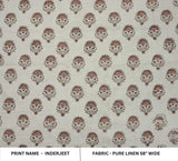 Hand Block Print Pure Linen Brown & Gray Fabric for Room Decor - Inderjeet