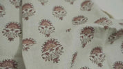 Hand Block Print Pure Linen Brown & Gray Fabric for Room Decor - Inderjeet