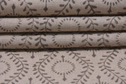 Hand Block Print Chocolate Brown Thick Linen Pure Fabric - Lehar
